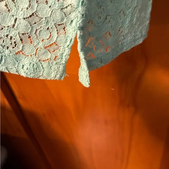 Rebecca Malone petite XL Lace Blouse Aruba Blue NWT - Picture 6 of 10